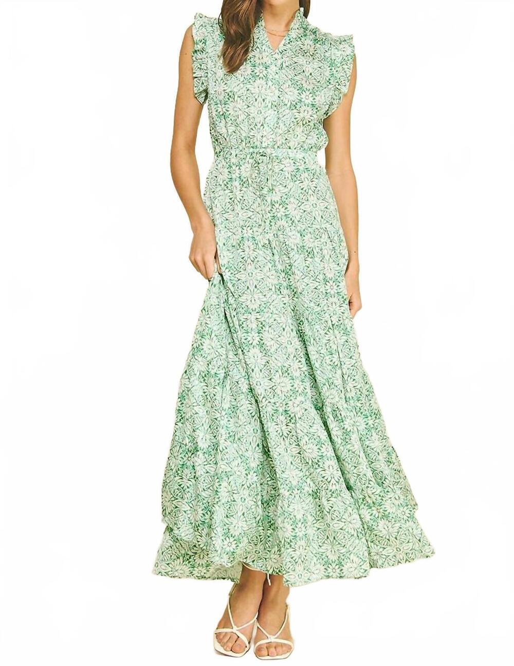 NEW PINCH floral print tiered maxi dress in mint meadow - Picture 1 of 4